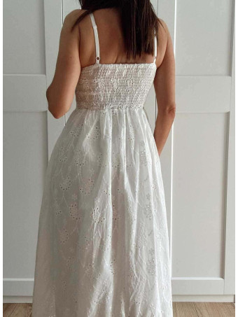 Vestido Bordado-Perforado MUSERLY Blanco HEVE