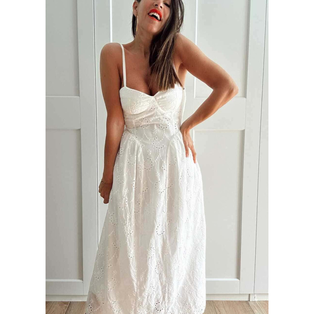 Vestido Bordado-Perforado MUSERLY Blanco HEVE