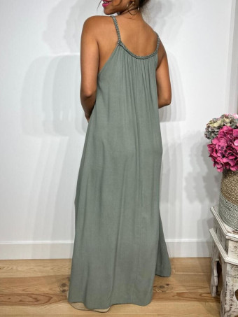Vestido Largo Tirante Trenzado DYANDRA Khaki HEVE