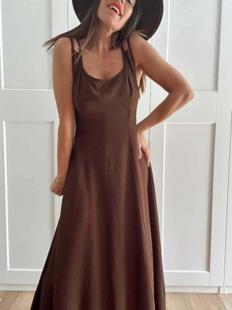 Vestido Pinzas Casual Style JANKEN Marrón HEVE