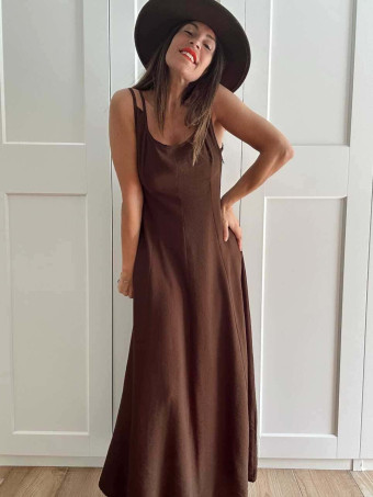 Vestido Pinzas Casual Style JANKEN Marrón HEVE