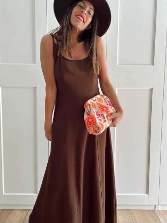 Vestido Pinzas Casual Style JANKEN Marrón HEVE