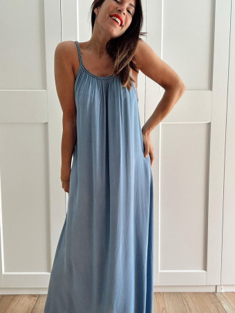 Vestido Largo Tirante Trenzado DYANDRA Azul HEVE