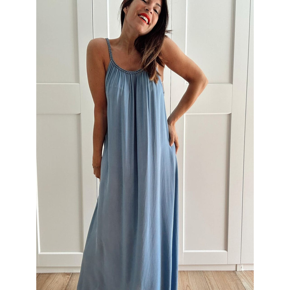 Vestido Largo Tirante Trenzado DYANDRA Azul HEVE
