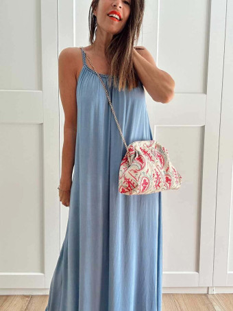 Vestido Largo Tirante Trenzado DYANDRA Azul HEVE