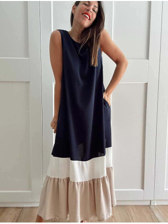 Vestido Color Block VAKENY Marino HEVE