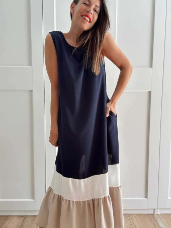 Vestido Color Block VAKENY Marino HEVE