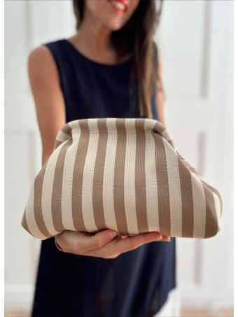 Bolso Lona Frame Bag Rayas Taupe HEVE