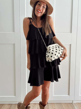 Vestido Volantes SKALA Negro HEVE