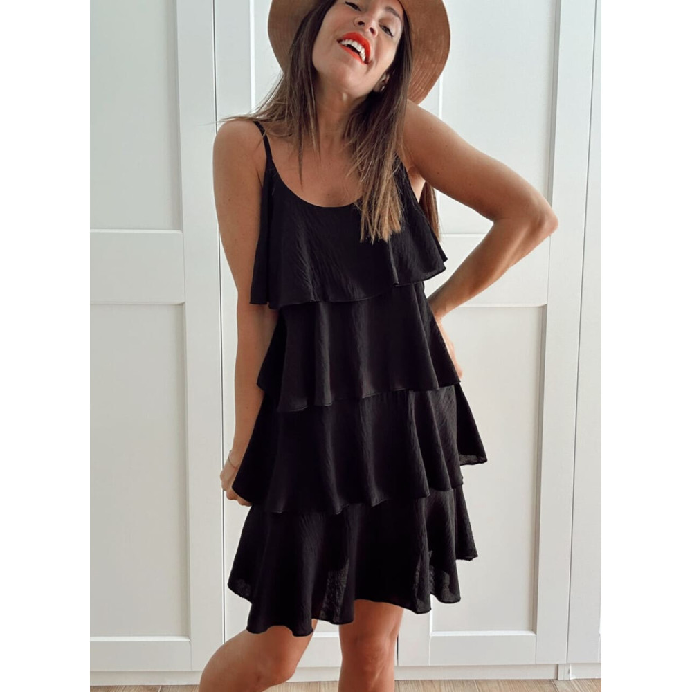 Vestido Volantes SKALA Negro HEVE