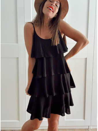 Vestido Volantes SKALA Negro HEVE