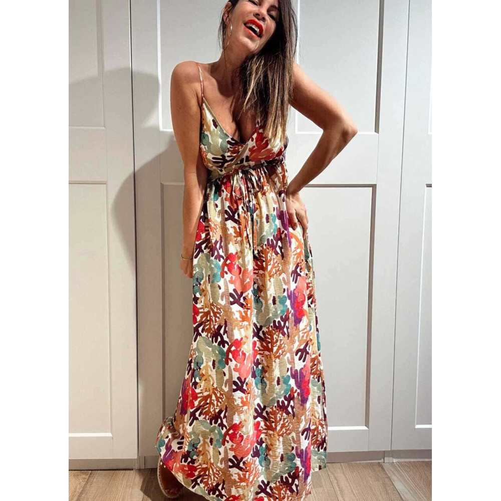 Vestido Lino Estampado Cactus MYRTILLA HEVE