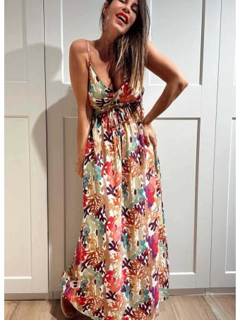 Vestido Lino Estampado Cactus MYRTILLA HEVE