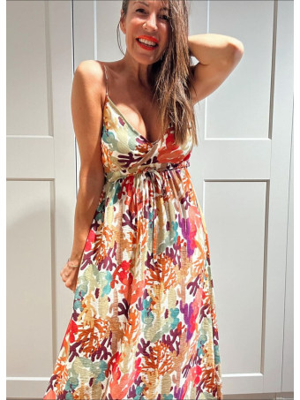 Vestido Lino Estampado Cactus MYRTILLA HEVE