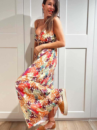 Vestido Lino Estampado Cactus MYRTILLA HEVE