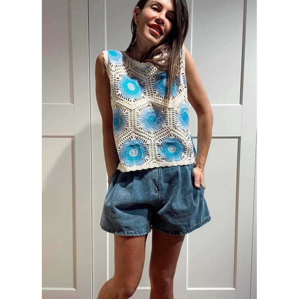 Top Punto Crochet SAMMEL Azul HEVE