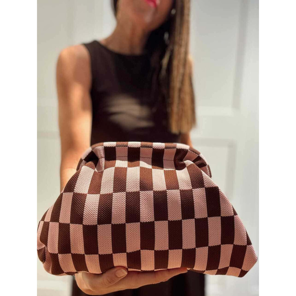 Bolso Lona Frame Bag Damero Marrón/Rosa HEVE