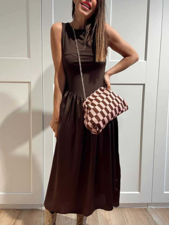 Bolso Lona Frame Bag Damero Marrón/Rosa HEVE