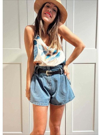 Cuerpo Satinado Hojas IRAYNEL Azul HEVE