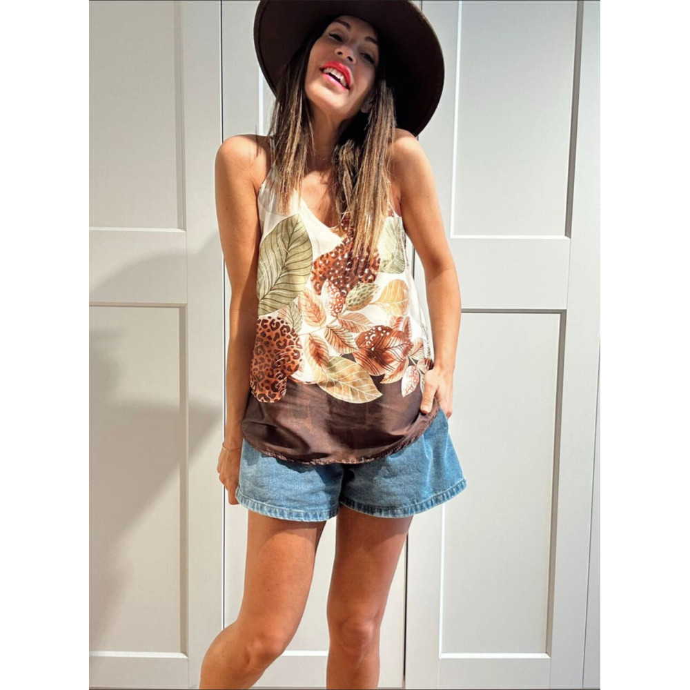 Cuerpo Satinado Hojas IRAYNEL Marrón HEVE