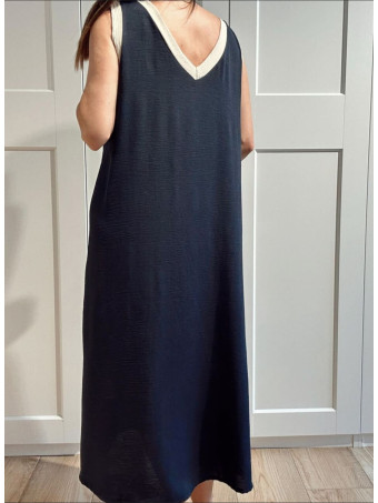 Vestido Ribetes a Contraste TANGLE Marino HEVE