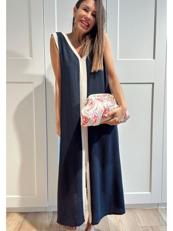 Vestido Ribetes a Contraste TANGLE Marino HEVE
