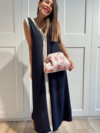Vestido Ribetes a Contraste TANGLE Marino HEVE