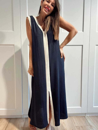 Vestido Ribetes a Contraste TANGLE Marino HEVE