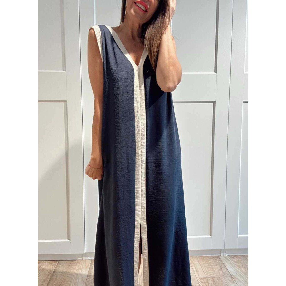 Vestido Ribetes a Contraste TANGLE Marino HEVE