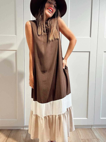 Vestido Color Block VAKENY Marrón HEVE