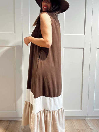 Vestido Color Block VAKENY Marrón HEVE