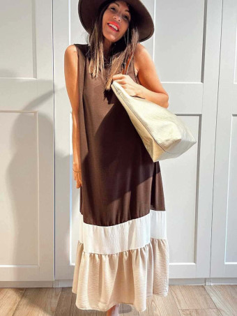 Vestido Color Block VAKENY Marrón HEVE