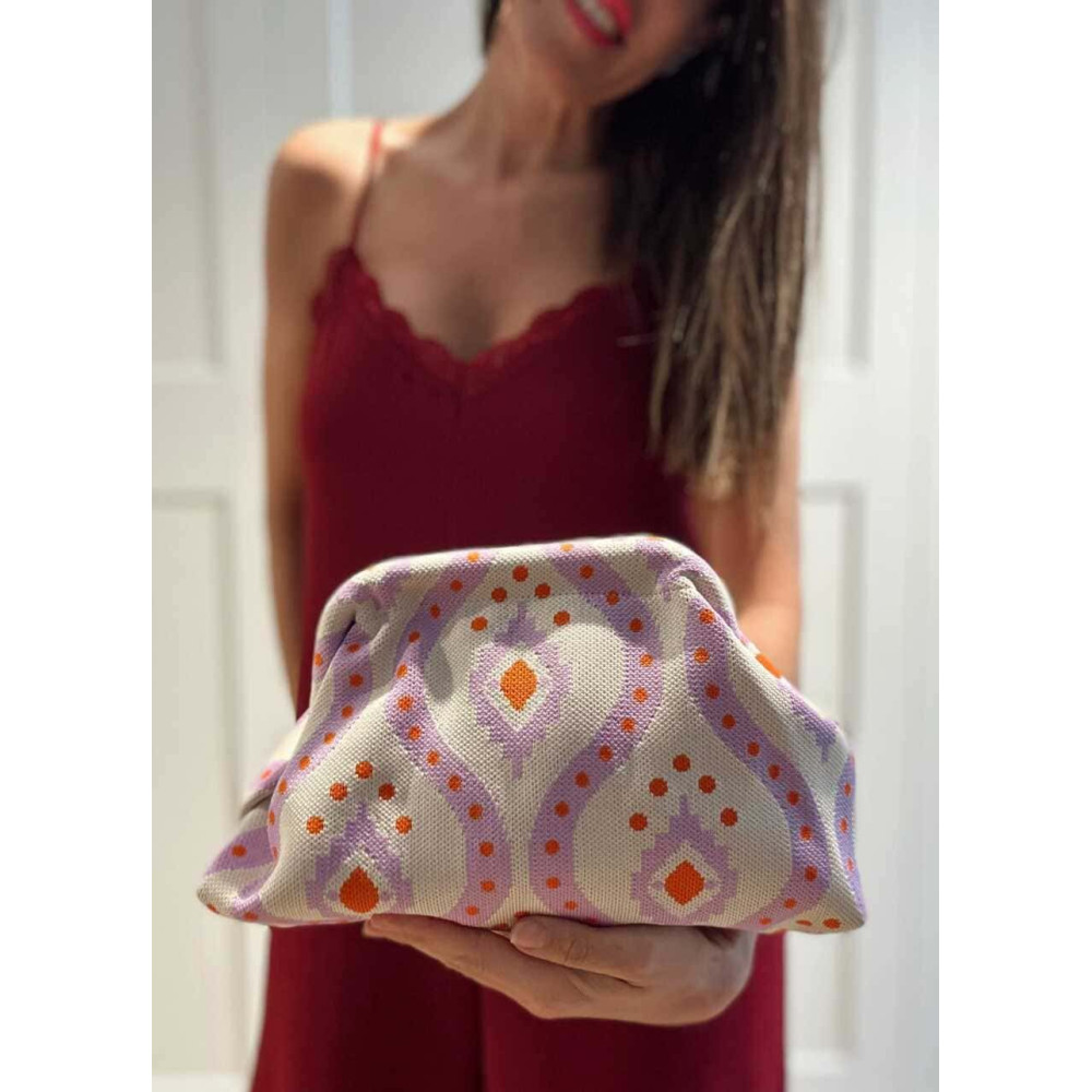 Bolso Lona Frame Bag Étnico Lila/Naranja HEVE