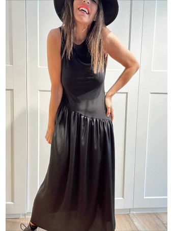 Vestido con Volante Asimétrico MERAYNE Negro HEVE