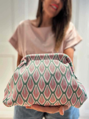 Bolso Lona Frame Bag Geométrico Verde/Lila HEVE