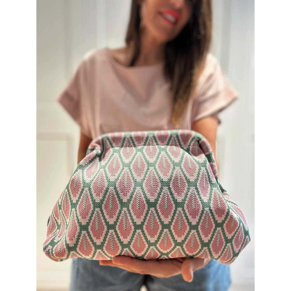 Bolso Lona Frame Bag Geométrico Verde/Lila HEVE