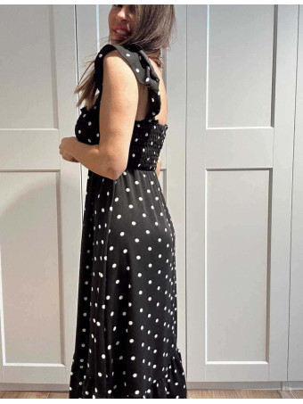 Vestido Lunares Nido de Abeja SALENZIA Negro HEVE