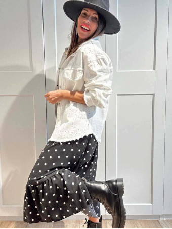 Vestido Lunares Nido de Abeja SALENZIA Negro HEVE