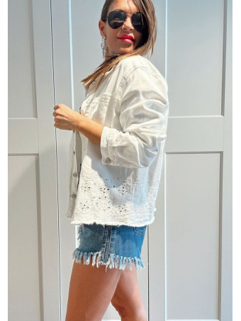 Sobrecamisa Vaquera Bordado-Perforado LIREMINA Blanco HEVE