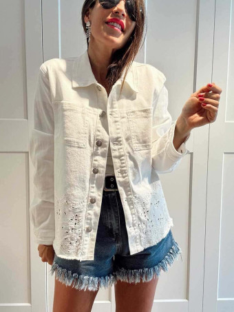 Sobrecamisa Vaquera Bordado-Perforado LIREMINA Blanco HEVE
