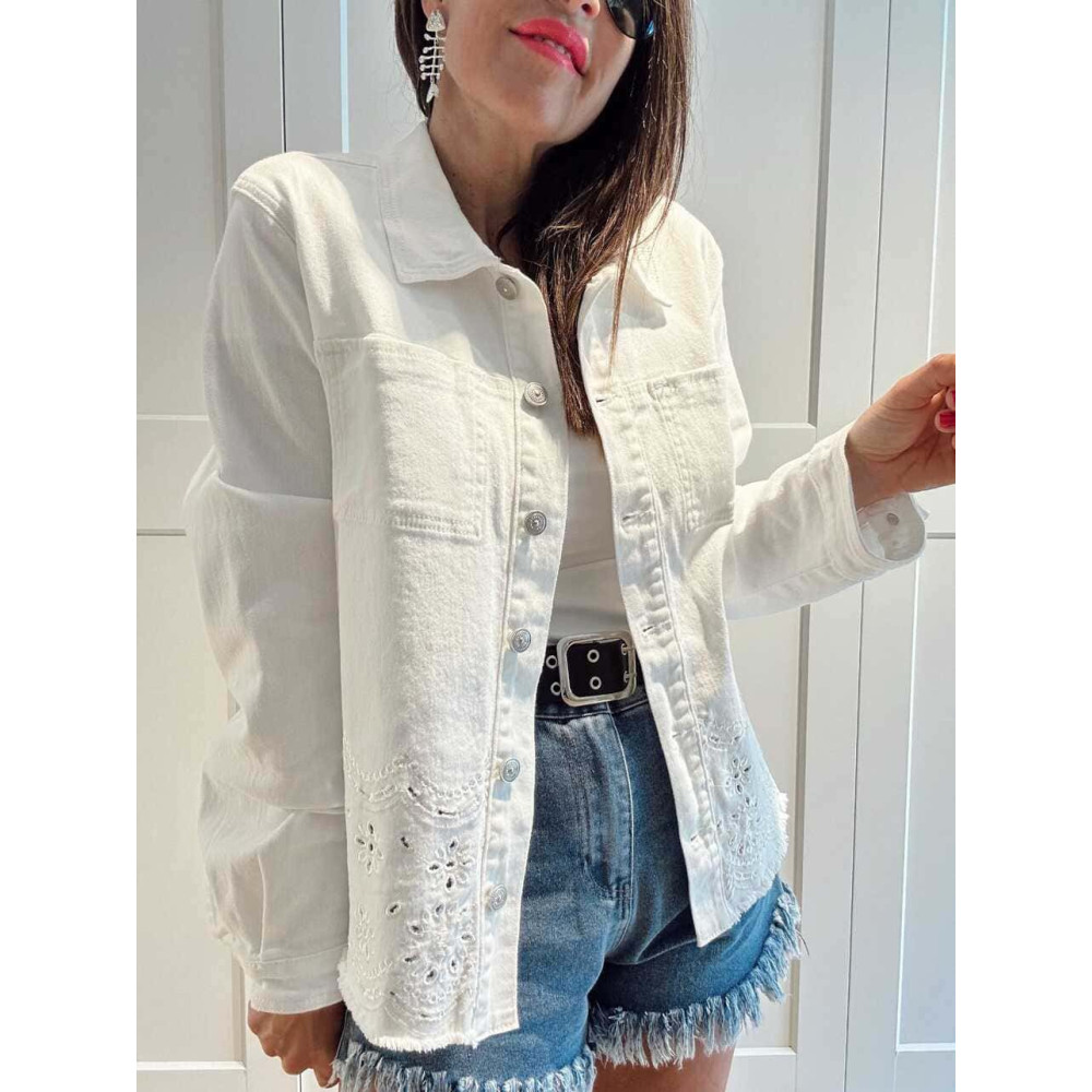 Sobrecamisa Vaquera Bordado-Perforado LIREMINA Blanco HEVE