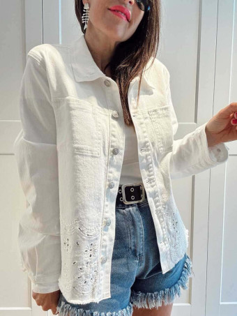 Sobrecamisa Vaquera Bordado-Perforado LIREMINA Blanco HEVE