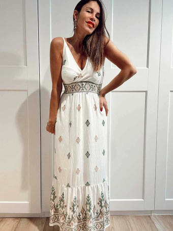 Vestido Largo Bordado Étnico KOPIKU HEVE