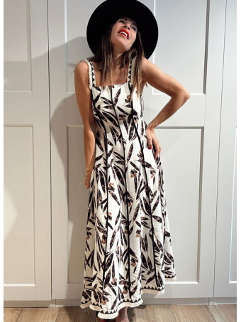 Vestido Lino Estampado Hojas TANISHA HEVE