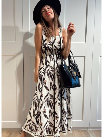 Vestido Lino Estampado Hojas TANISHA HEVE