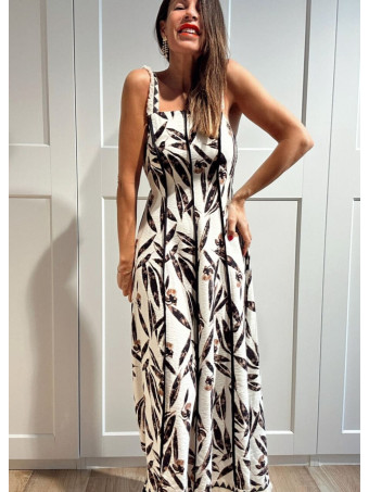 Vestido Lino Estampado Hojas TANISHA HEVE