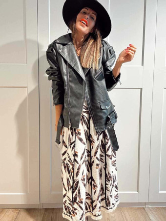 Vestido Lino Estampado Hojas TANISHA HEVE