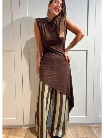 Pantalón Rayas con Cinturón HYALINE Verde HEVE