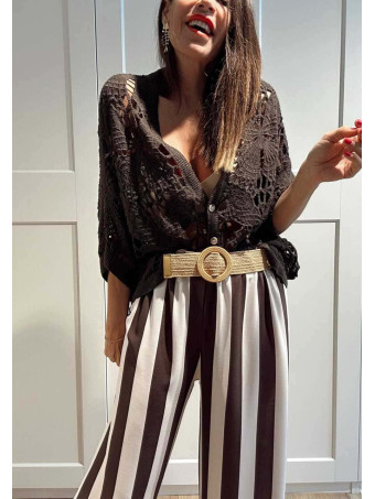 Cárdigan Crochet Murciélago SABIELA Marrón HEVE