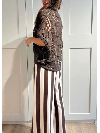 Cárdigan Crochet Murciélago SABIELA Marrón HEVE